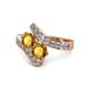 1 - Eleni Citrine with Side Diamonds Bypass Ring 
