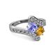 2 - Eleni Tanzanite and Citrine with Side Diamonds Bypass Ring 