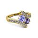 2 - Eleni Tanzanite and Iolite with Side Diamonds Bypass Ring 