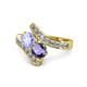 1 - Eleni Tanzanite and Iolite with Side Diamonds Bypass Ring 