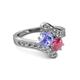 2 - Eleni Tanzanite and Rhodolite Garnet with Side Diamonds Bypass Ring 