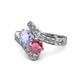 1 - Eleni Tanzanite and Rhodolite Garnet with Side Diamonds Bypass Ring 