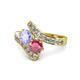1 - Eleni Tanzanite and Rhodolite Garnet with Side Diamonds Bypass Ring 