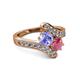 2 - Eleni Tanzanite and Rhodolite Garnet with Side Diamonds Bypass Ring 