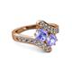 2 - Eleni Tanzanite with Side Diamonds Bypass Ring 