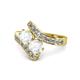 1 - Eleni White Sapphire with Side Diamonds Bypass Ring 