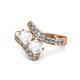 1 - Eleni White Sapphire with Side Diamonds Bypass Ring 
