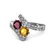 1 - Eleni Ruby and Citrine with Side Diamonds Bypass Ring 