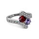 2 - Eleni Ruby and Iolite with Side Diamonds Bypass Ring 