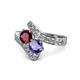 1 - Eleni Ruby and Iolite with Side Diamonds Bypass Ring 