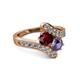 2 - Eleni Ruby and Iolite with Side Diamonds Bypass Ring 