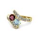 1 - Eleni Ruby and Aquamarine with Side Diamonds Bypass Ring 