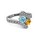 2 - Eleni Aquamarine and Citrine with Side Diamonds Bypass Ring 