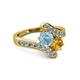 2 - Eleni Aquamarine and Citrine with Side Diamonds Bypass Ring 