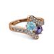 2 - Eleni Aquamarine and Iolite with Side Diamonds Bypass Ring 