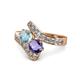 1 - Eleni Aquamarine and Iolite with Side Diamonds Bypass Ring 