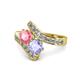 1 - Eleni Pink Tourmaline and Tanzanite with Side Diamonds Bypass Ring 