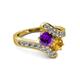 2 - Eleni Amethyst and Citrine with Side Diamonds Bypass Ring 
