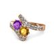 1 - Eleni Amethyst and Citrine with Side Diamonds Bypass Ring 