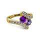 2 - Eleni Amethyst and Iolite with Side Diamonds Bypass Ring 