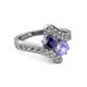 2 - Eleni Iolite and Tanzanite with Side Diamonds Bypass Ring 