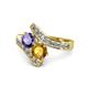 1 - Eleni Iolite and Citrine with Side Diamonds Bypass Ring 