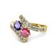 1 - Eleni Iolite and Rhodolite Garnet with Side Diamonds Bypass Ring 