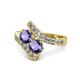 1 - Eleni Iolite with Side Diamonds Bypass Ring 