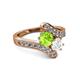 2 - Eleni Peridot and White Sapphire with Side Diamonds Bypass Ring 