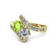 1 - Eleni Peridot and Diamond with Side Diamonds Bypass Ring 