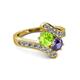 2 - Eleni Peridot and Iolite with Side Diamonds Bypass Ring 