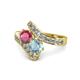 1 - Eleni Rhodolite Garnet and Aquamarine with Side Diamonds Bypass Ring 