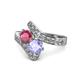 1 - Eleni Rhodolite Garnet and Tanzanite with Side Diamonds Bypass Ring 