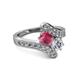2 - Eleni Rhodolite Garnet and Diamond with Side Diamonds Bypass Ring 