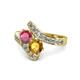 1 - Eleni Rhodolite Garnet and Citrine with Side Diamonds Bypass Ring 