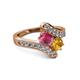 2 - Eleni Rhodolite Garnet and Citrine with Side Diamonds Bypass Ring 