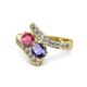 1 - Eleni Rhodolite Garnet and Iolite with Side Diamonds Bypass Ring 