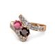 1 - Eleni Rhodolite and Red Garnet with Side Diamonds Bypass Ring 