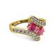 2 - Eleni Rhodolite Garnet with Side Diamonds Bypass Ring 