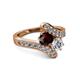 2 - Eleni Red Garnet and Diamond with Side Diamonds Bypass Ring 