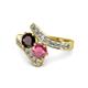 1 - Eleni Red and Rhodolite Garnet with Side Diamonds Bypass Ring 