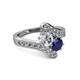 2 - Eleni Diamond and Blue Sapphire with Side Diamonds Bypass Ring 