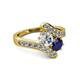 2 - Eleni Diamond and Blue Sapphire with Side Diamonds Bypass Ring 