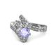 1 - Eleni Diamond and Tanzanite with Side Diamonds Bypass Ring 