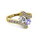 2 - Eleni Diamond and Tanzanite with Side Diamonds Bypass Ring 