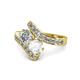 1 - Eleni Diamond and White Sapphire with Side Diamonds Bypass Ring 