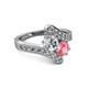 2 - Eleni Diamond and Pink Tourmaline with Side Diamonds Bypass Ring 