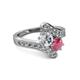 2 - Eleni Diamond and Rhodolite Garnet with Side Diamonds Bypass Ring 