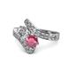 1 - Eleni Diamond and Rhodolite Garnet with Side Diamonds Bypass Ring 