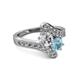 2 - Eleni Diamond and Aquamarine with Side Diamonds Bypass Ring 